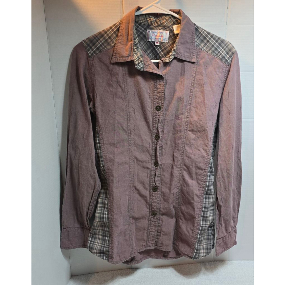 Women's Panhandle Brown Plaid Button Down Shirt M